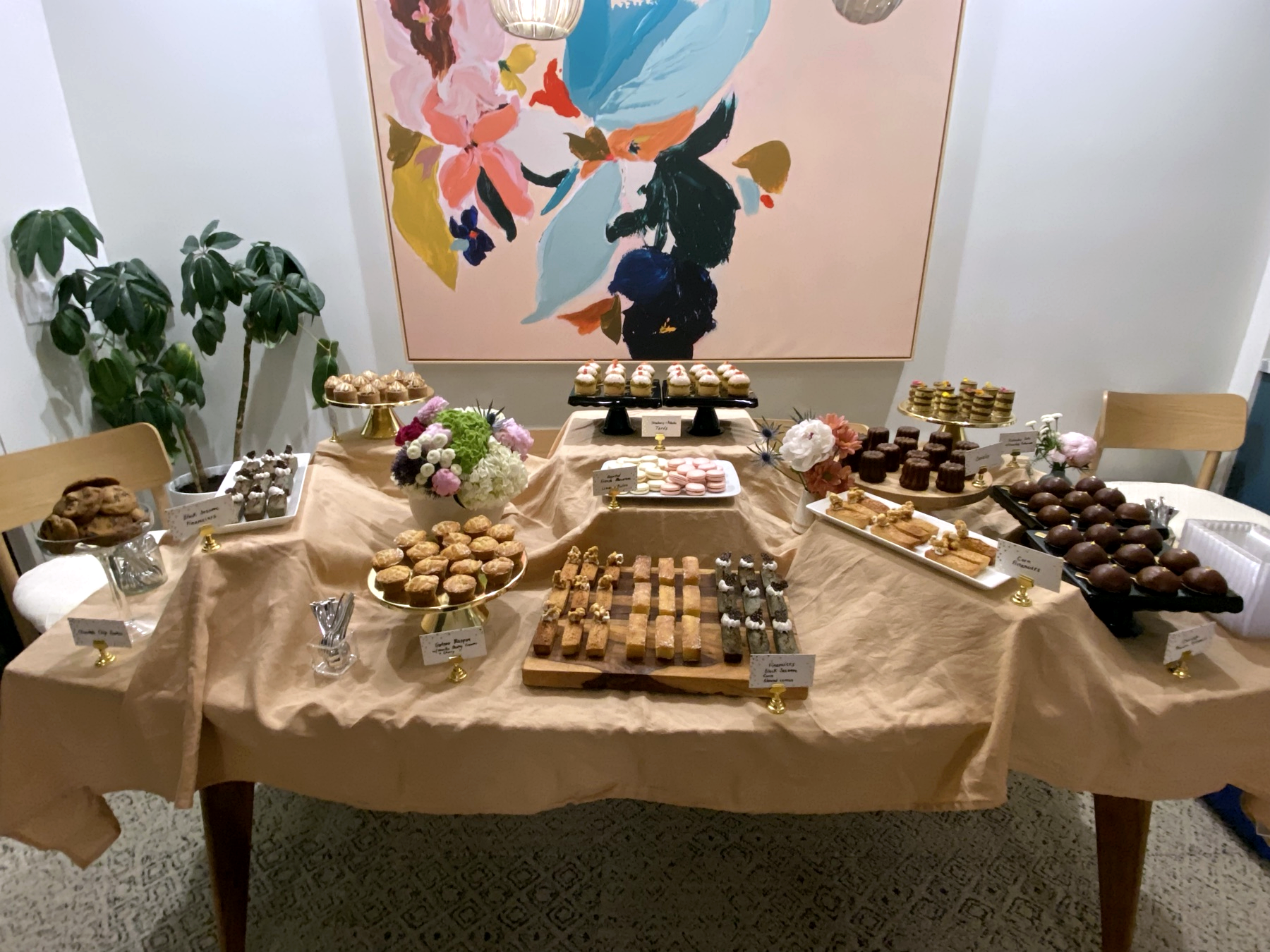 Event dessert table with assorted small bites